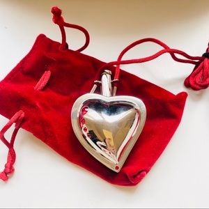 Yves Saint Laurent Silver Heart Pendant with Red Accents